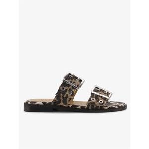 NEW GANNI women two strap sandal in leopard print